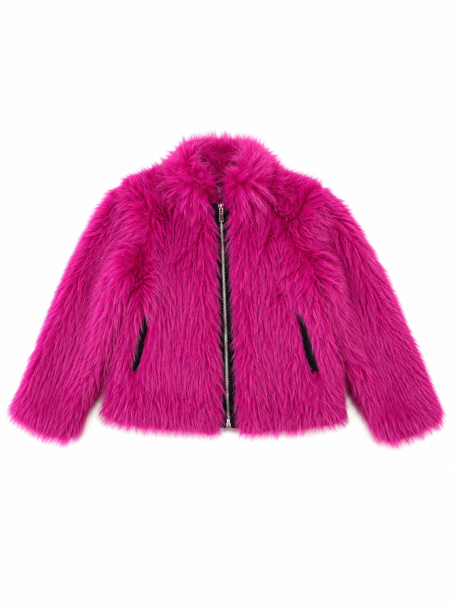 MIA Fur Jacket Berry