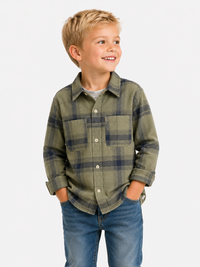 Flannel Fun Shacket Olive/Navy