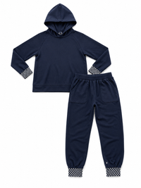 Terez Waffle Hoodie & Thermal Pants Navy