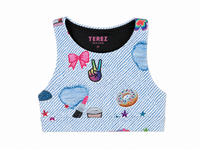GIRLS HI-SHINE SPORTS BRA IN PINK BOWS TEREZ X STICKERBEANS