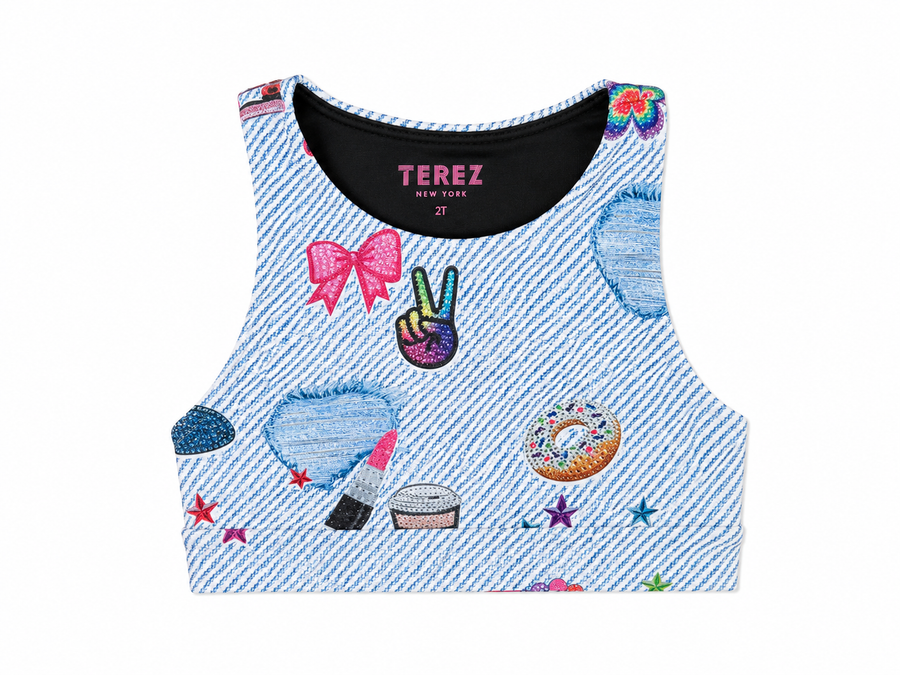 GIRLS HI-SHINE SPORTS BRA IN PINK BOWS TEREZ X STICKERBEANS