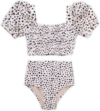 high waist bikini - dalmation leopard honey brown