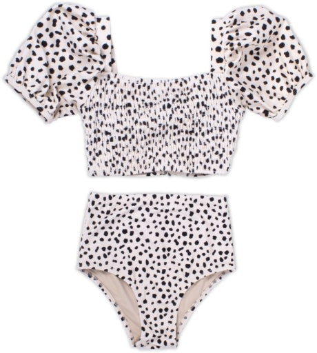 high waist bikini - dalmation leopard honey brown