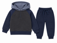 Color Block Hoodie Set Dark Navy