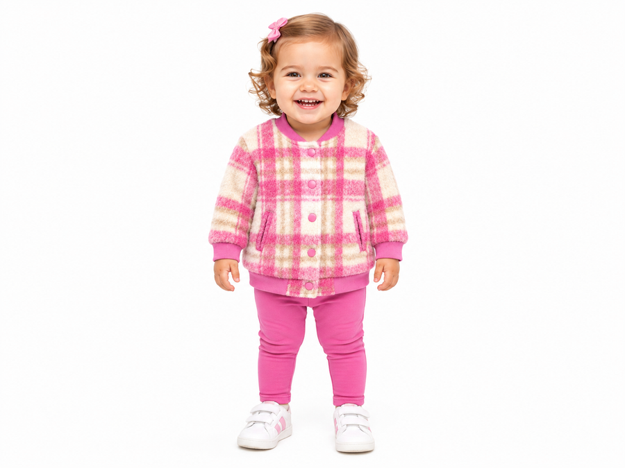 FLANNEL Bomber - Hot Pink Plaid