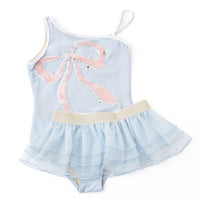 1pc & tutu - sequins - blue bow blue