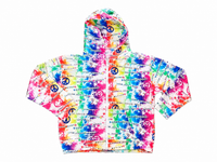 GIRLS OVERSIZED ZIP HOODIE IN DENIM PAINT SPLATTER CAMP BEADS