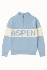 Aspen 3/4 Zip Sweater - Light Blue