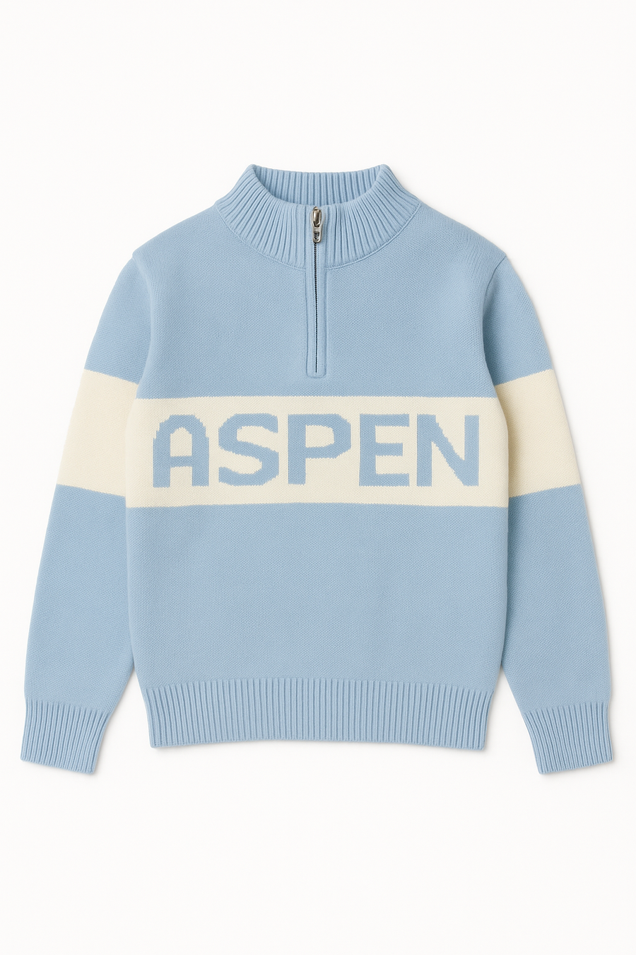 Aspen 3/4 Zip Sweater - Light Blue