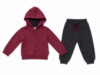 Two Tone Hoodie Set Burgundy