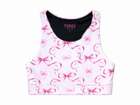 GIRLS HI-SHINE SPORTS BRA IN PINK BOWS PINK BOWS