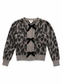 LEOPARD BOW CARDIGAN LEOPARD PRINT