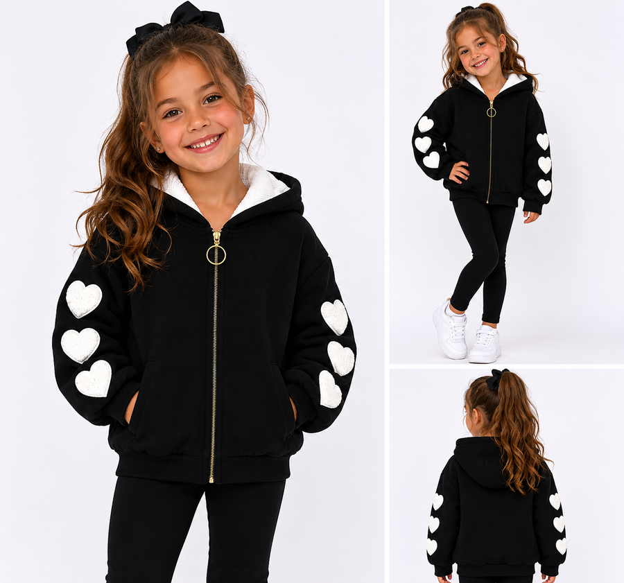 BIG HEARTS JACKET BLACK/WHITE