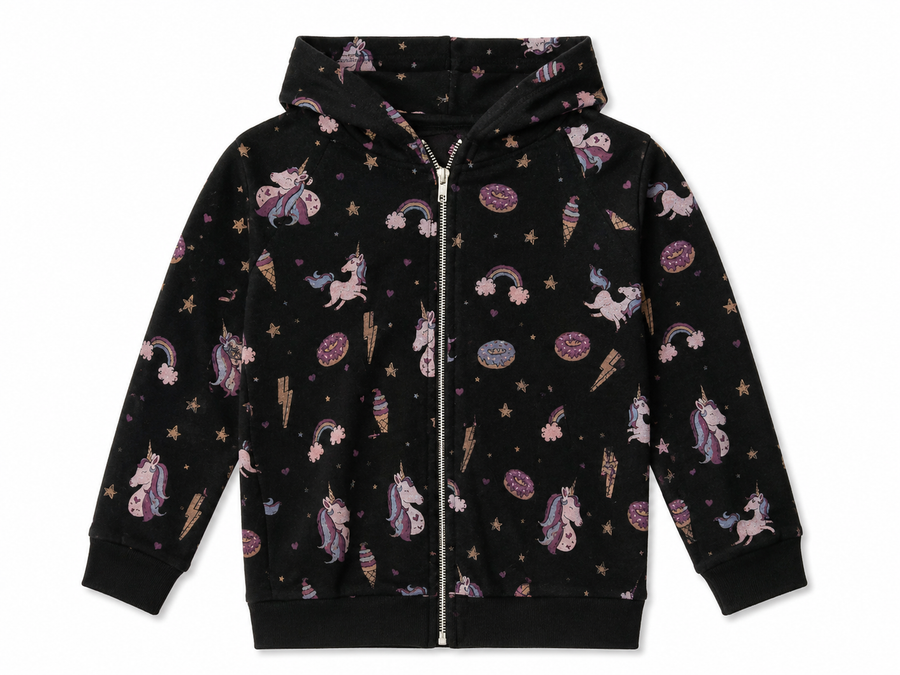 Chaser Unicorn Zip Up Black