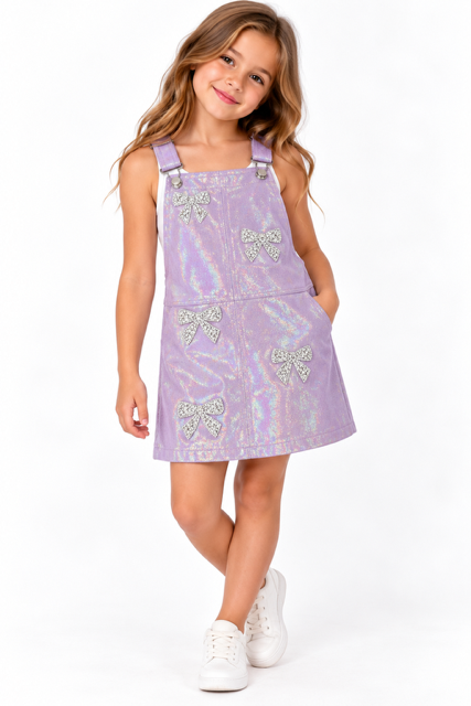 Mia Rainbow Dress Purple bow