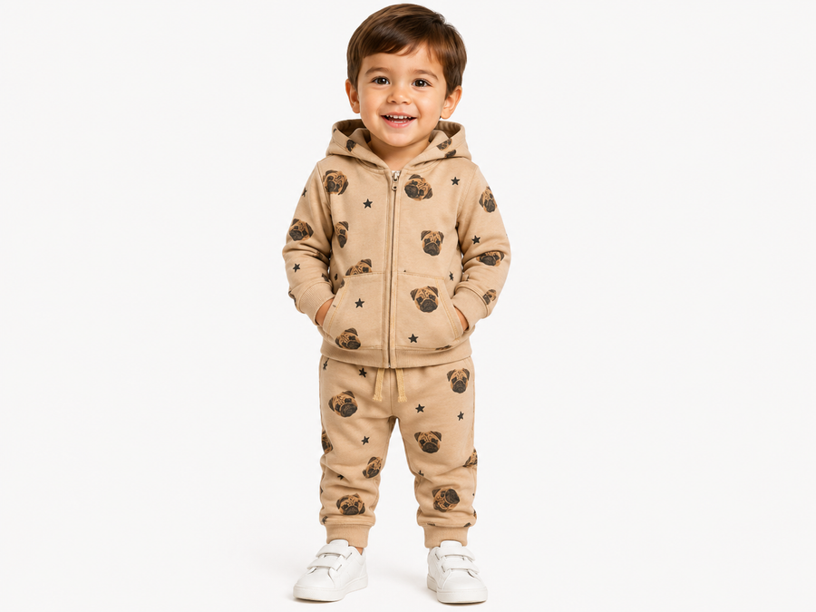 Cozii Hoodie Set Dogs Beige