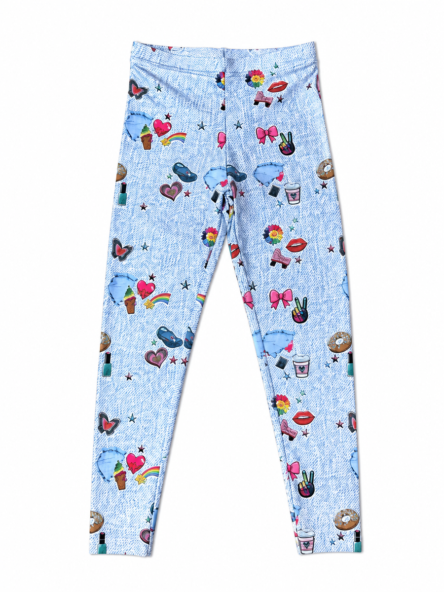GIRLS HI-SHINE LEGGINGS IN PINK BOWS TEREZ X STICKERBEANS