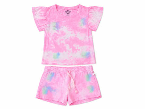 T2love S/s Double ruffle tie dye