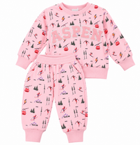 Monkey Aspen Ski PO Set Pink Chenille