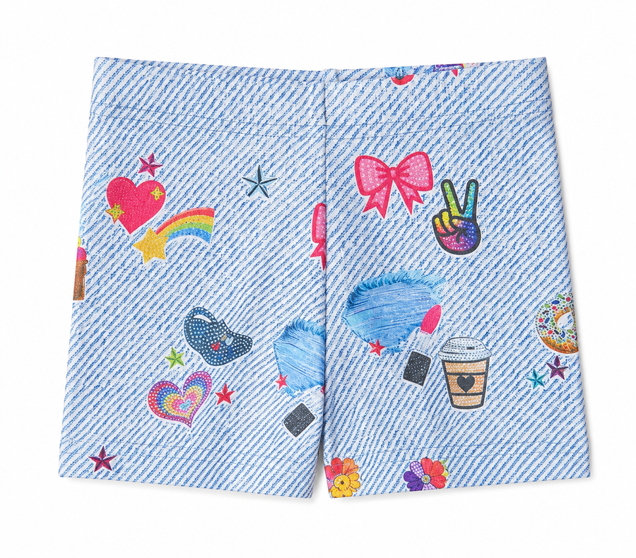 GIRLS HI-SHINE BOOTY SHORTS IN CAMP BEADS TEREZ X STICKERBEANS
