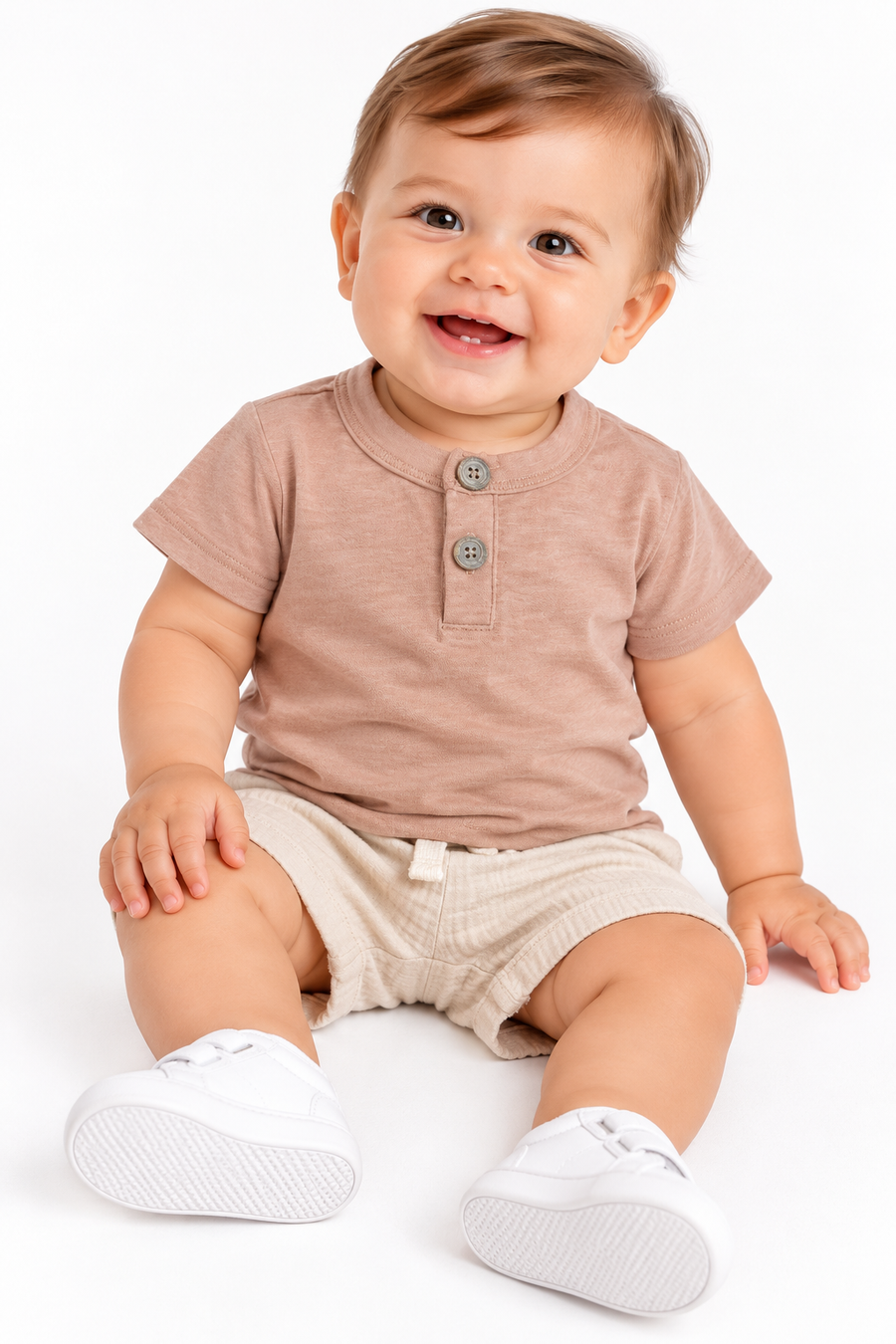 Cozii Henley Top Brown