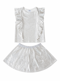 Mia Cascade Top/Skirt Set Silver