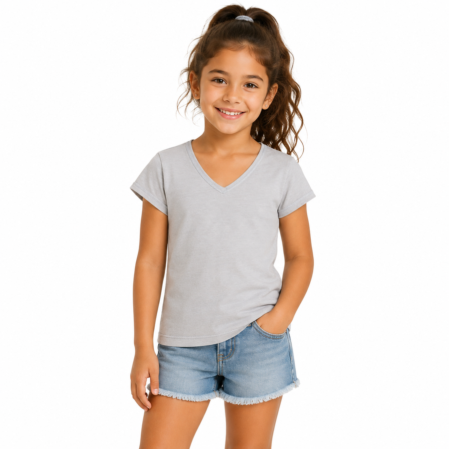 BD V Neck T Silver Cloud