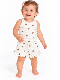 Cozii Heart-Bear Tank/short set White