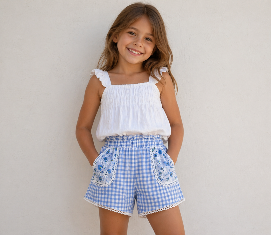 BS Gingham Blue Eyelet