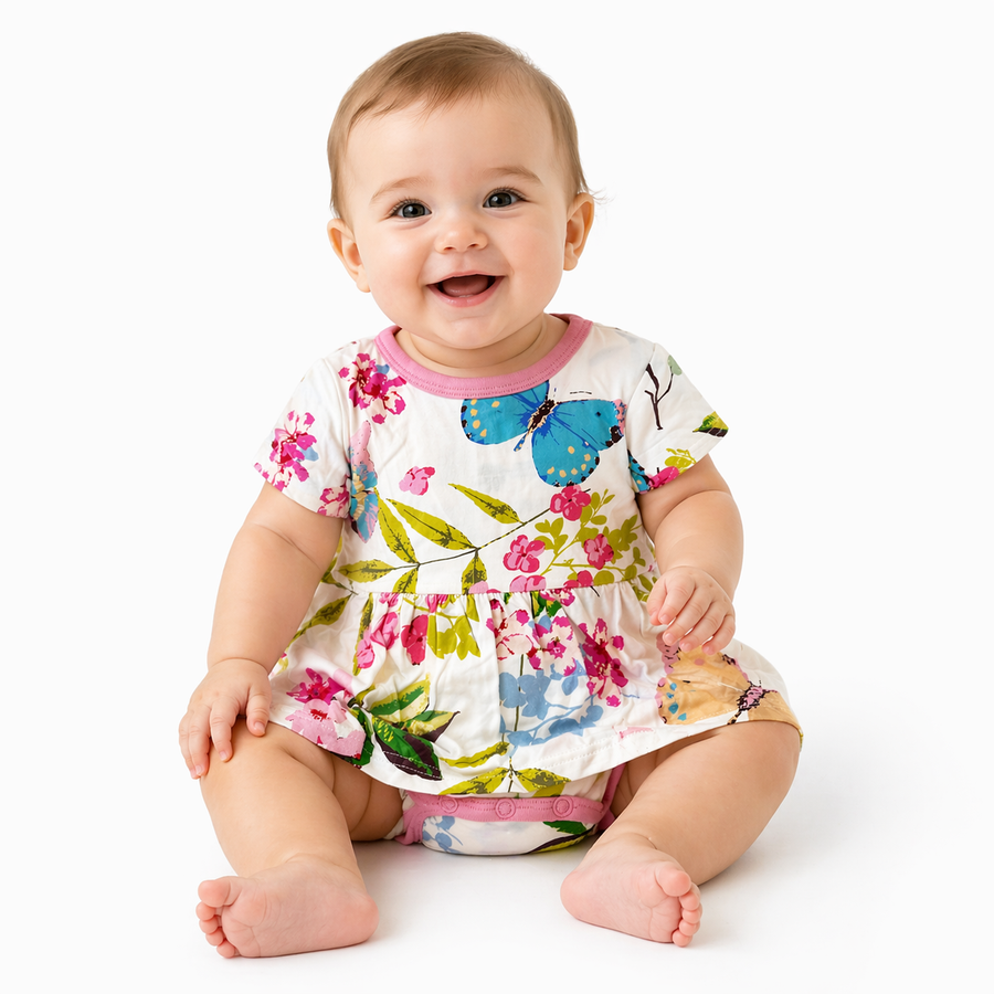 Bestaroo Floral Baby Dress – White Multi