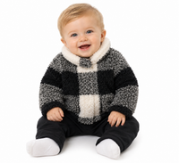 Plush Checkered Fleece Jacket Black Plaid