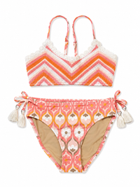 Crochet tie back bikini - summer sorbet pink