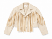 Monkey Aspen Fringe Jacket Cream Suede