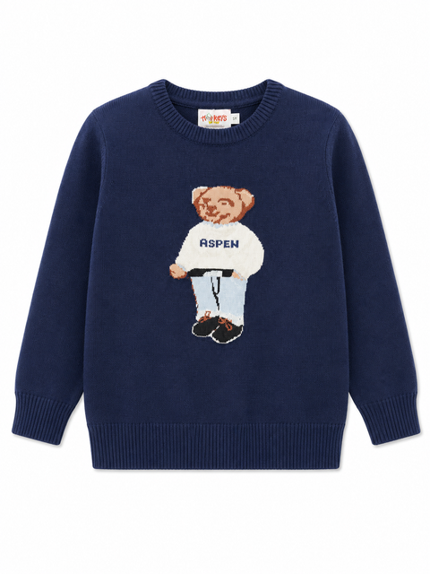 Monkey Aspen Bear Sweater - Navy