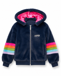 Monkey Aspen Pin Fur Bomber Navy Rainbow
