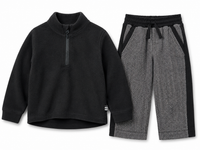 Herringbone Quarter-Zip Set Black