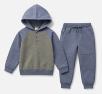 Color Block Hoodie Set Dark Navy