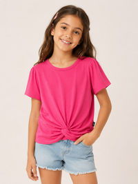 T2love Puff Knoted Top Hot Pink