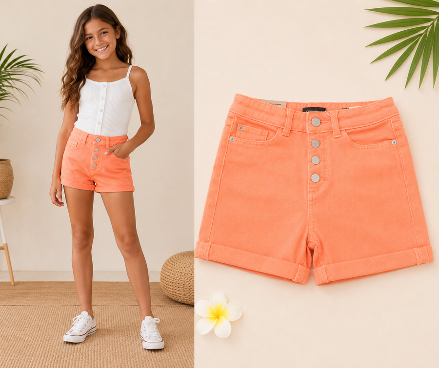 Piper Toddler Shorts: Cuffed Neon Orange