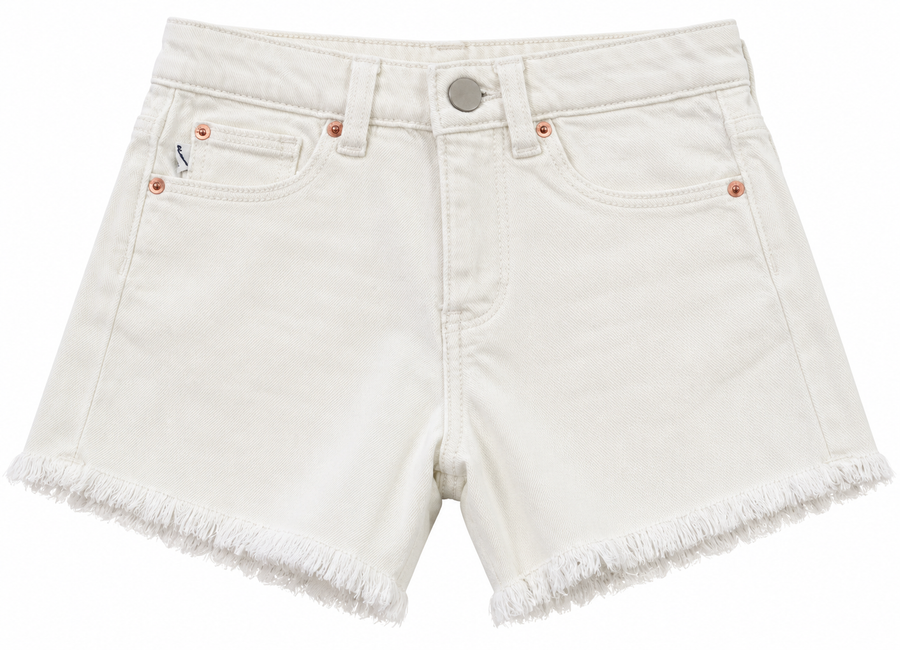 lucy high rise shorts: cut off white frayed (ultimate)