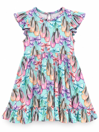 Irina - Cap Sleeve Ruffled Twirl Dress BLUE