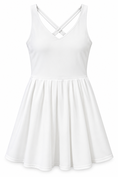 dress - pleated active - white white