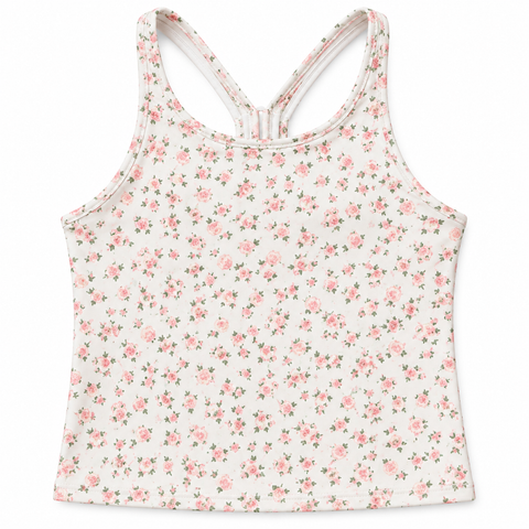 top - active tank - cottage floral pink pink