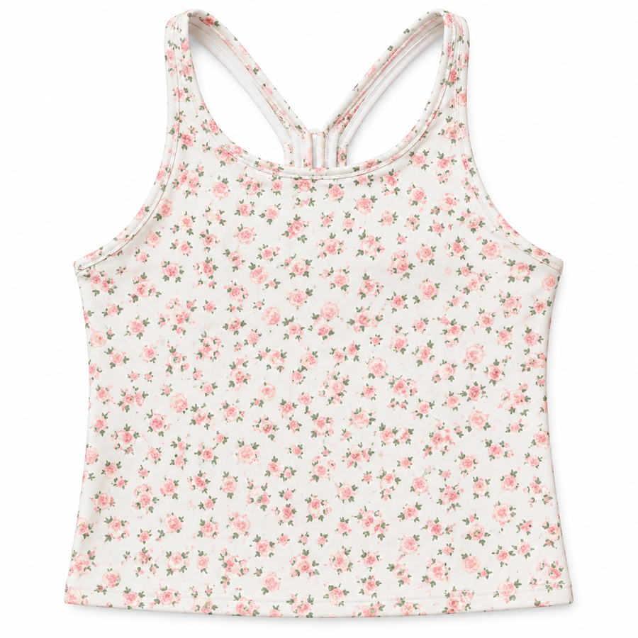 top - active tank - cottage floral pink pink