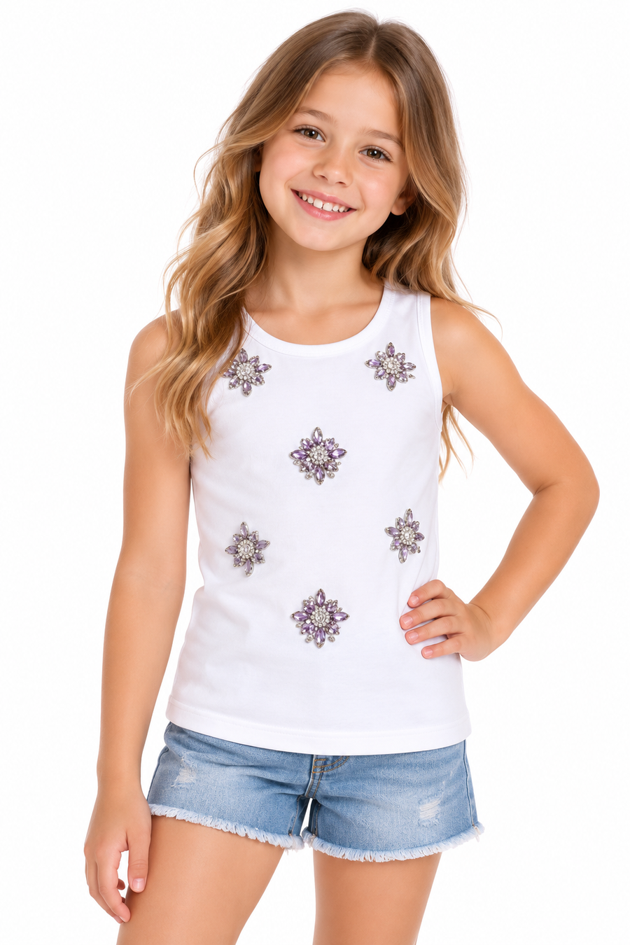 Mia Jewel Tank White