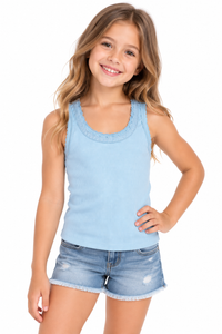 Theme Ribbed Tank Blue