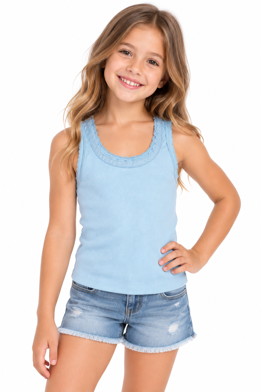 Theme Ribbed Tank Blue
