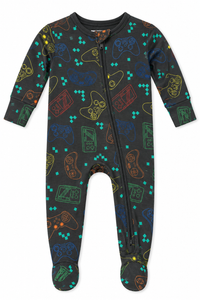 Posh Player One - Footie Zippered One Piece DARK GREY