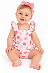 Strawberry Bliss - Ric Rac Ruffle Sunsuit BLUE, RED