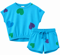 T2love SLV Crop top/Shorts Hearts Blue